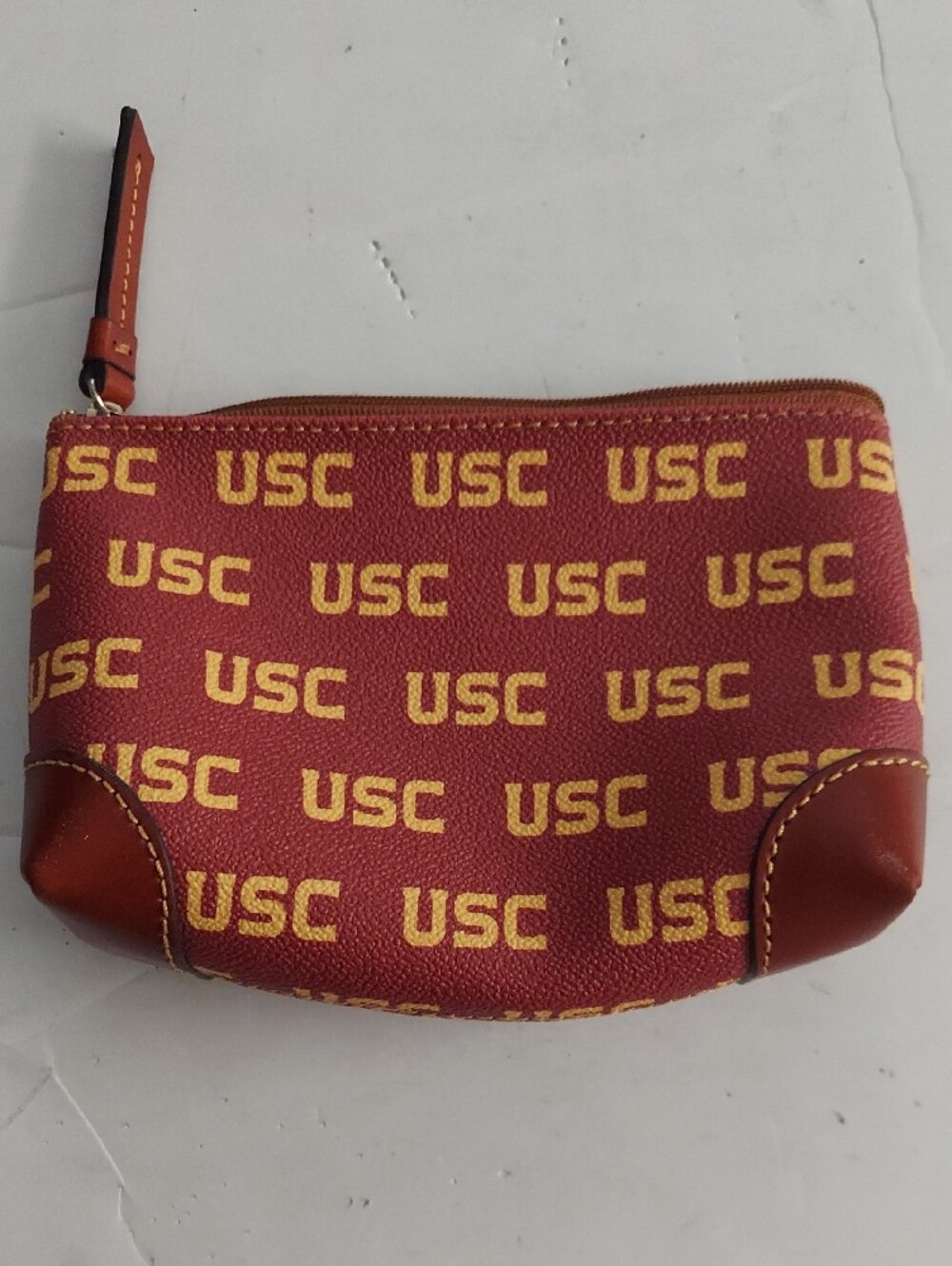Dooney & Bourke Maroon and Gold USC Logo Zip Pouch - Picture 4 of 8